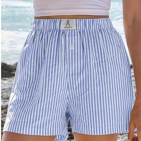 Anrabess Pinstripe Boxer PJ Women’s Casual Shorts - Picture 4 of 9